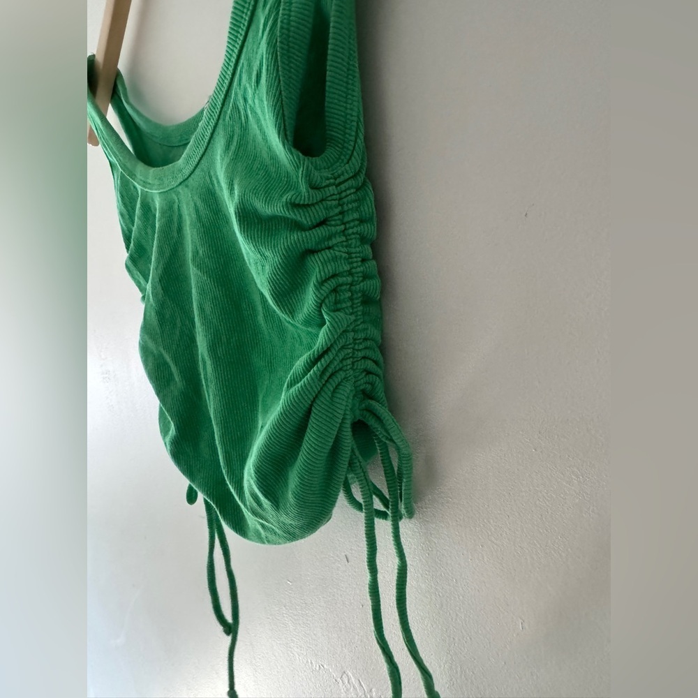 Zara Green Ribbed Ruched Tank Top - Picture 2 of 4